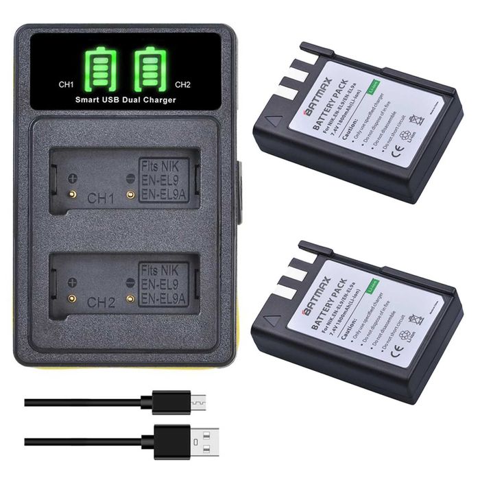 Set 2 acumulatori EN-EL9 + incarcator Nikon D40 D40X D60 D3000 D5000