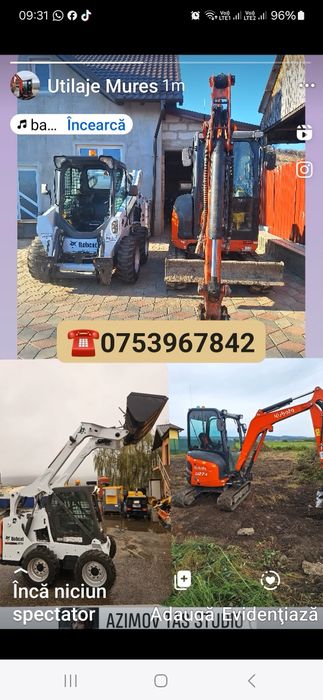 Închiriez/ Execut lucrări cu utilaje pentru construcții miniexcavator