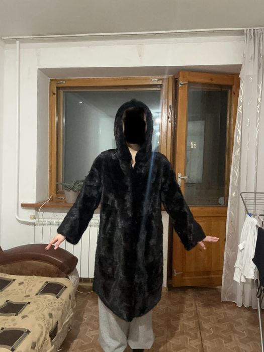 Норковая шуба с капюшоном