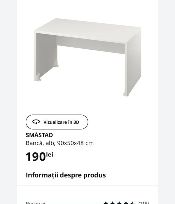 Banca/birou de lucru copil + scaunel Ikea