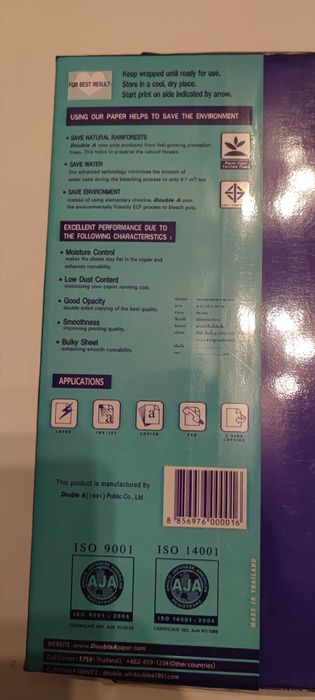 4 topuri coli hartie A4 Double A Premium, pentru copiator, imprimanta