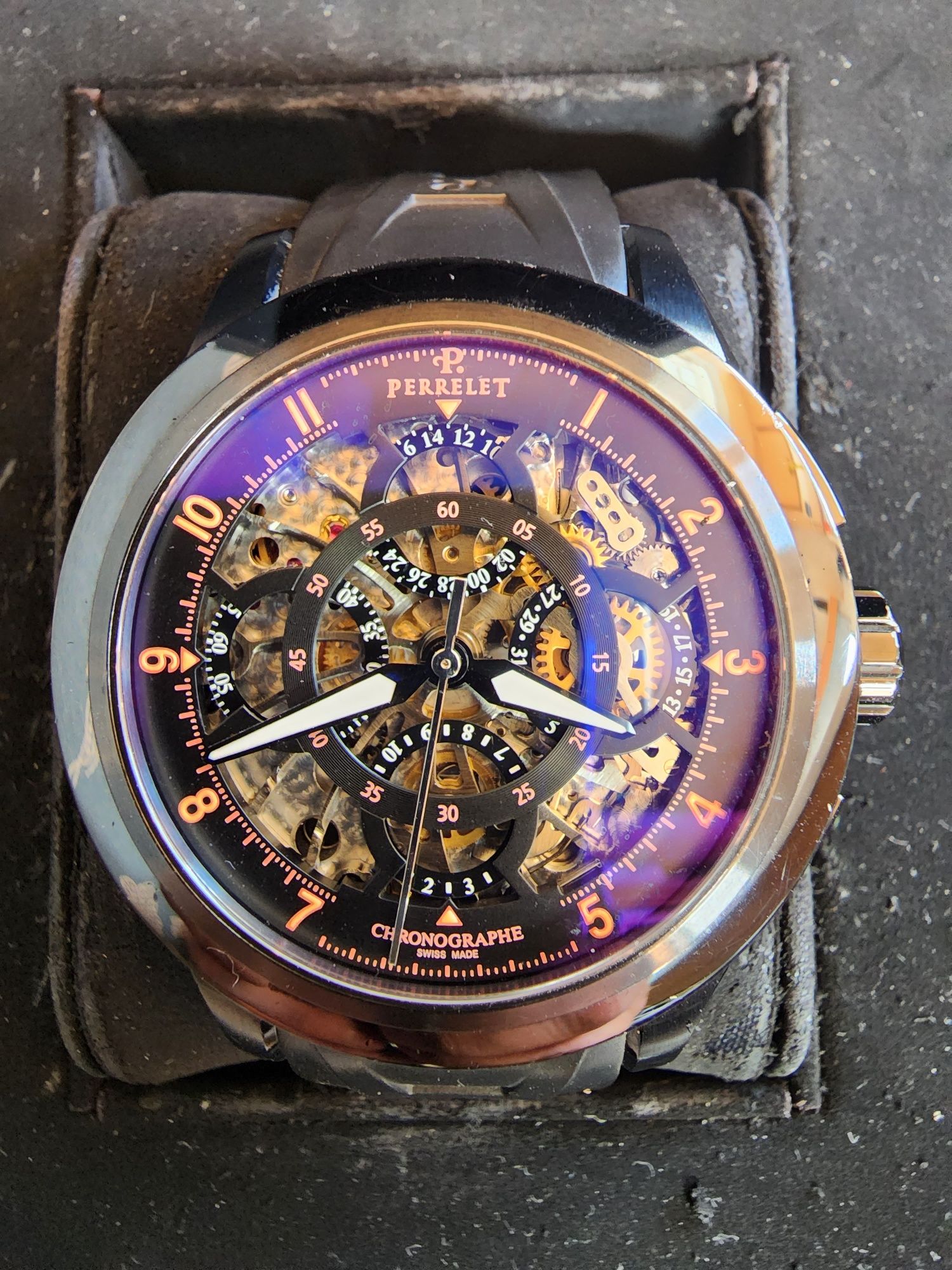 Автоматичен часовник Perrelet Chronograph Skeleton GMT