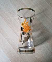 Vaza mare din sticla pictata manual si cu decoratiuni aurii