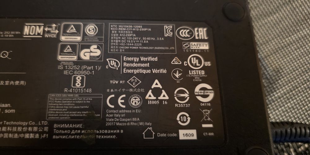 Incarcator original laptop Acer Predator 19.5V 11.8A 230W (7.4x5.0)