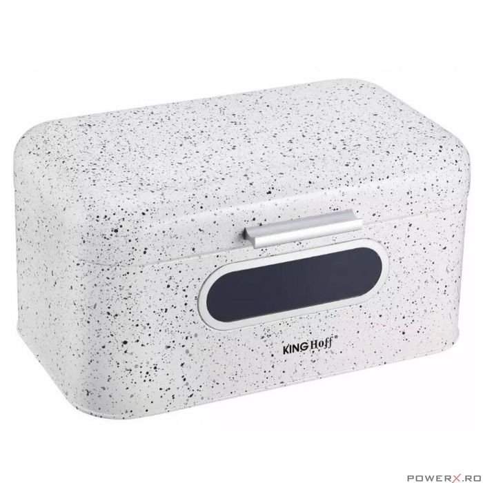 Cutie pentru paine, din oțel, alb marmorat, KingHoff