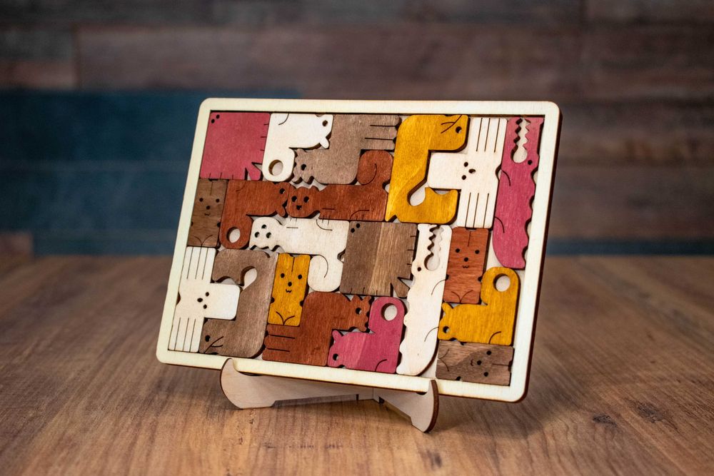 Дървен пъзел Зоо Тетрис