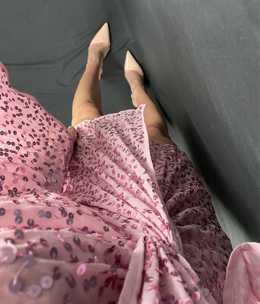 Rochie roz pal cu paiete
