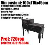 Soba Cizma L Lemne Spor Plita Cuptor Ler  Gatit Neagra 7kW STANGA