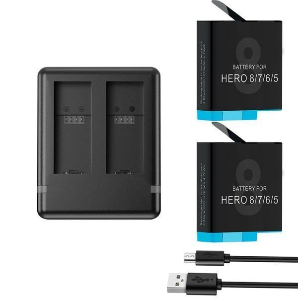 Комплект GARV зарядно устройство + 2бр. Батерии за GoPro Hero 8 Black