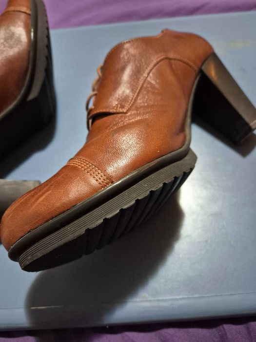 Pantofi dama, piele naturala, marime 41, maro, purtati o data