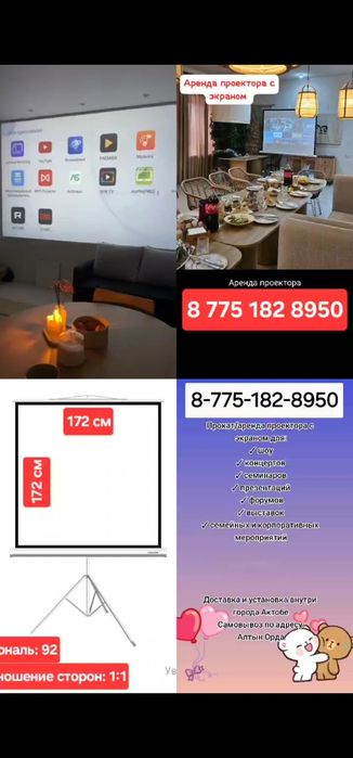 Аренда проектора с экраном и мощной колонки