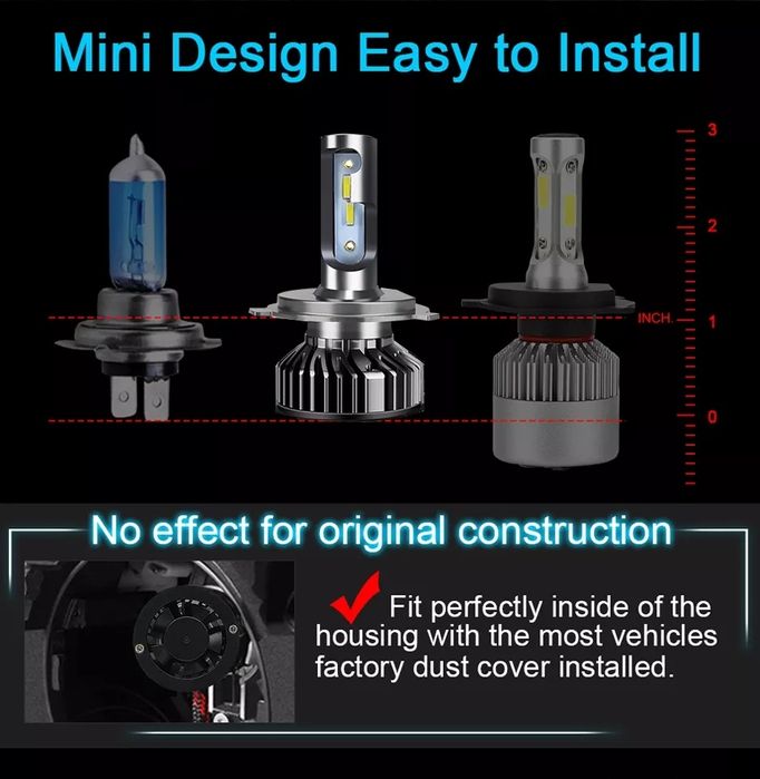 Set Becuri Led H1 H3 H4 H7 H8 H9 H11 H13 9004/Hb1 9012/HIR12 100W