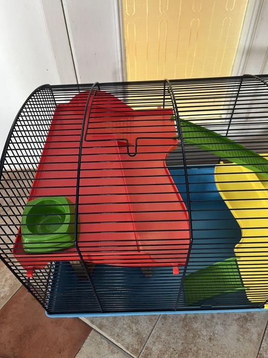 Голяма клетка за гризачи с етажи и къщичка