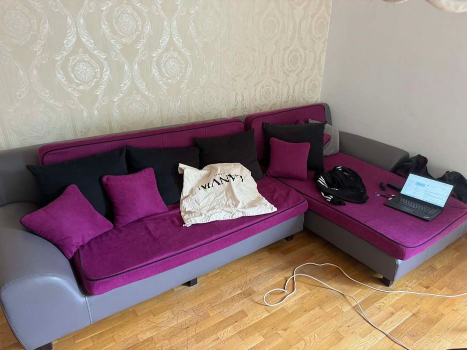 Сив Кожен Диван -Топ Оферта!