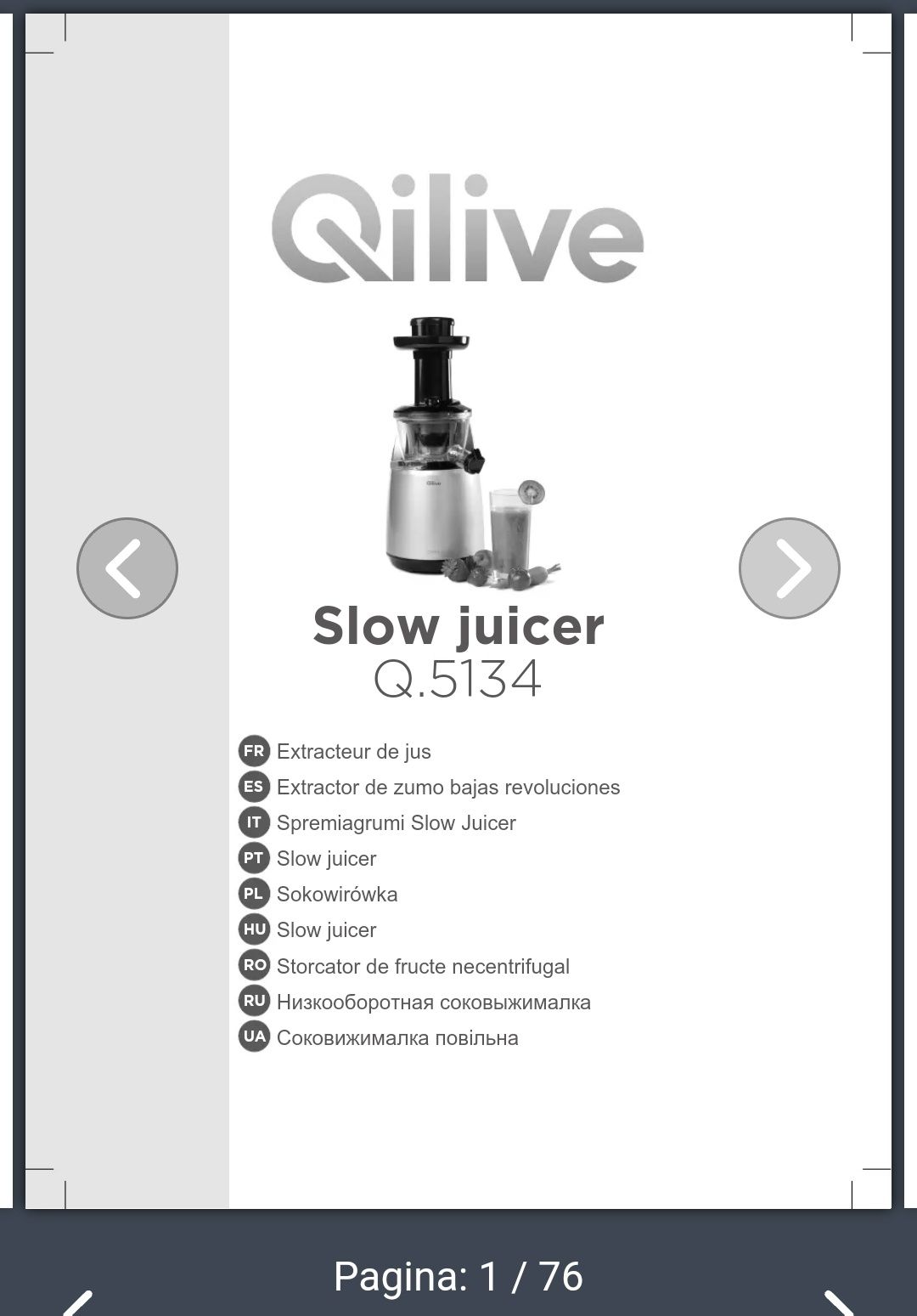 Storcator de fructe si legume,
Qilive 150 W Q