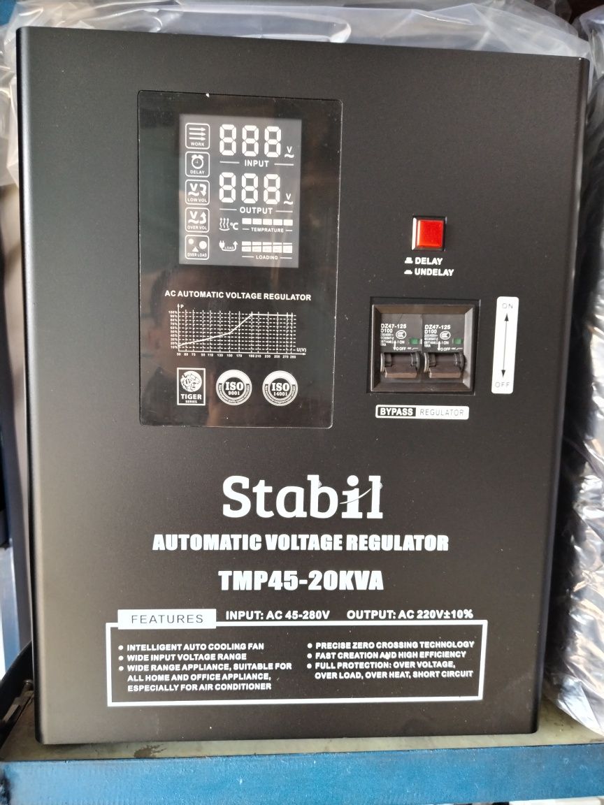 Stabilzator totiladi 20 kv 45-280 v tokni 220v qilib berardi.