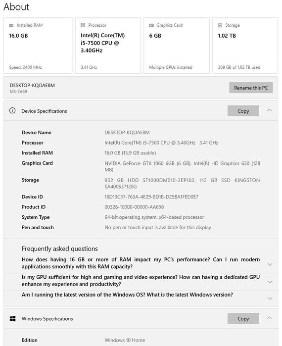 Геймърски компютър i5 / GTX 1060 6GB + 2 Samsung монитора