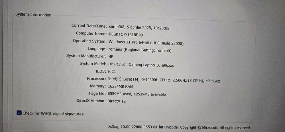 Laptop HP pavilion gaming  16-a0644ng