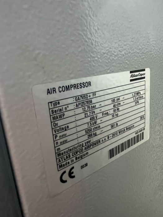 Compresor cu surub Atlas Copco 7,5 kw sh