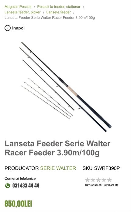 Lansetă Serie Walter Racer PQ 3.90m / 100g