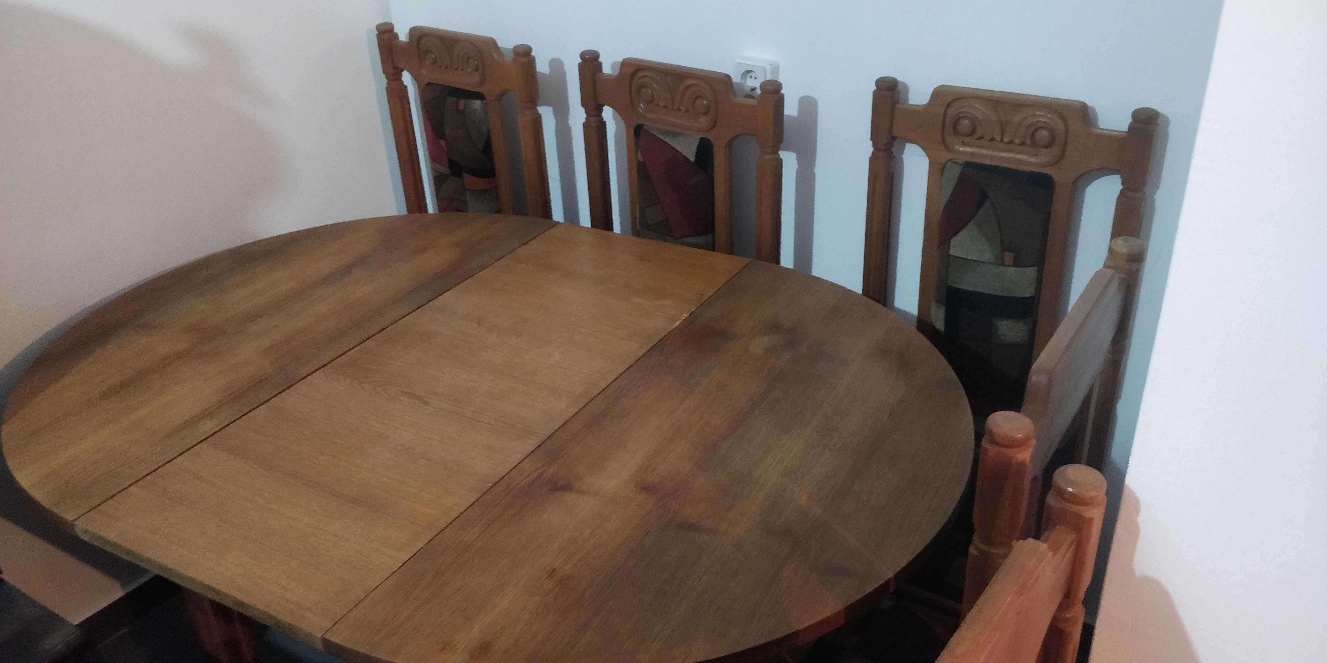 Дъбова маса - сет 6 стола