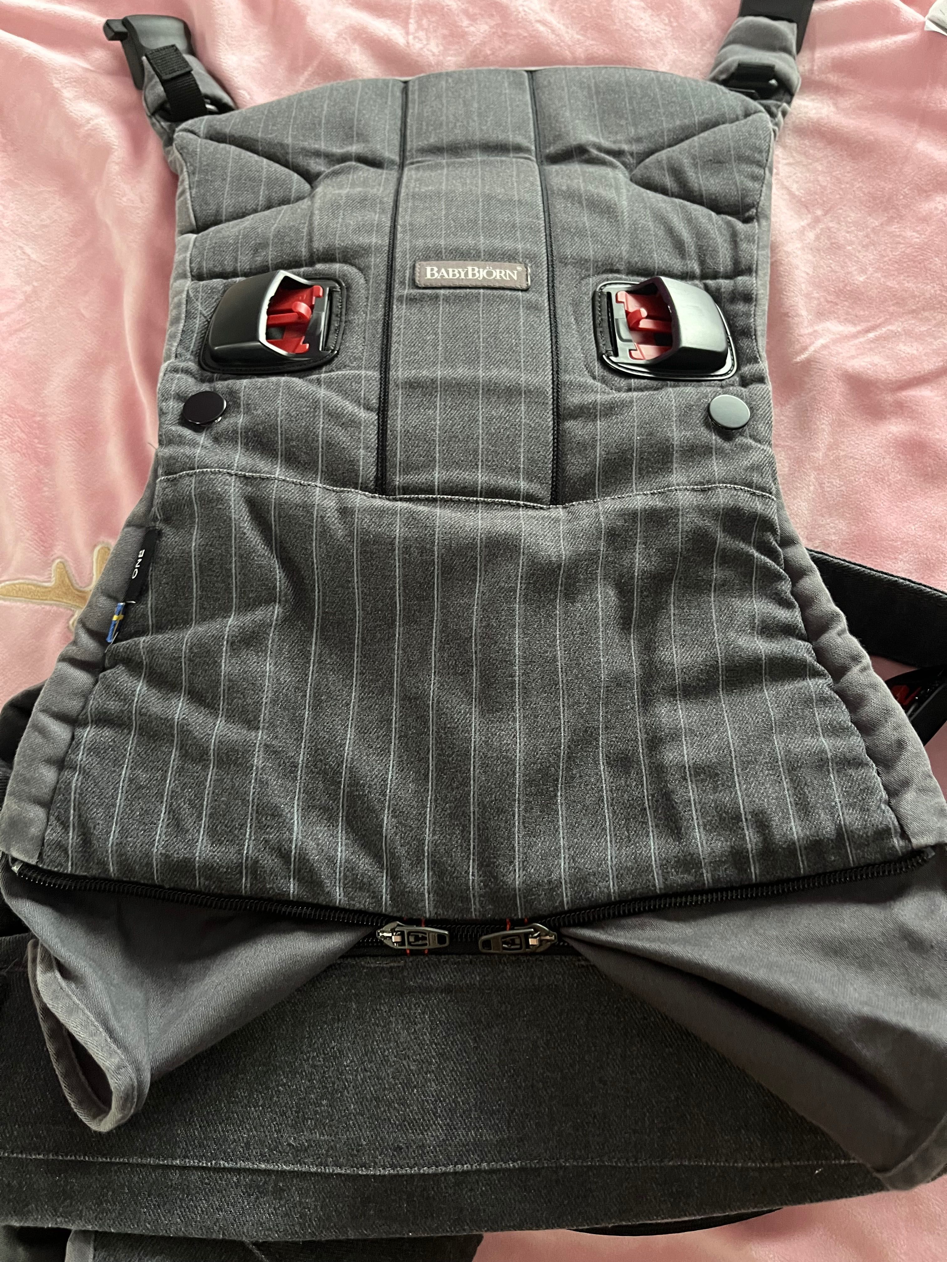 Marsupiu BabyBjörn Baby Carrier One - Cotton Mix Grey Pinstripe