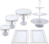 Set 6 suporturi prajituri Snowtaros, stil vintage, metal, alb