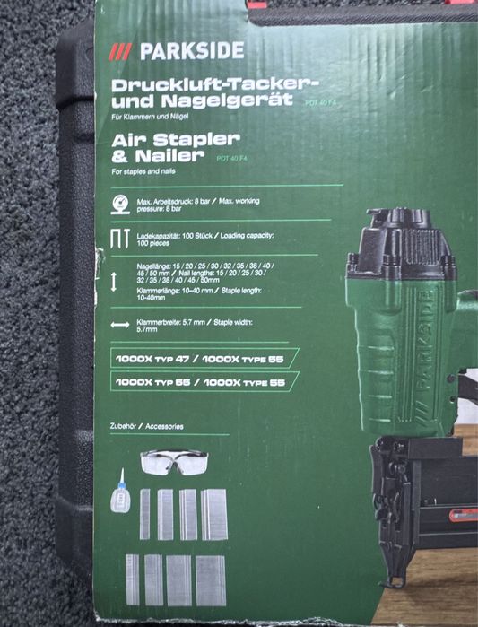 Capsator pneumatic pentru cuie si capse Parkside