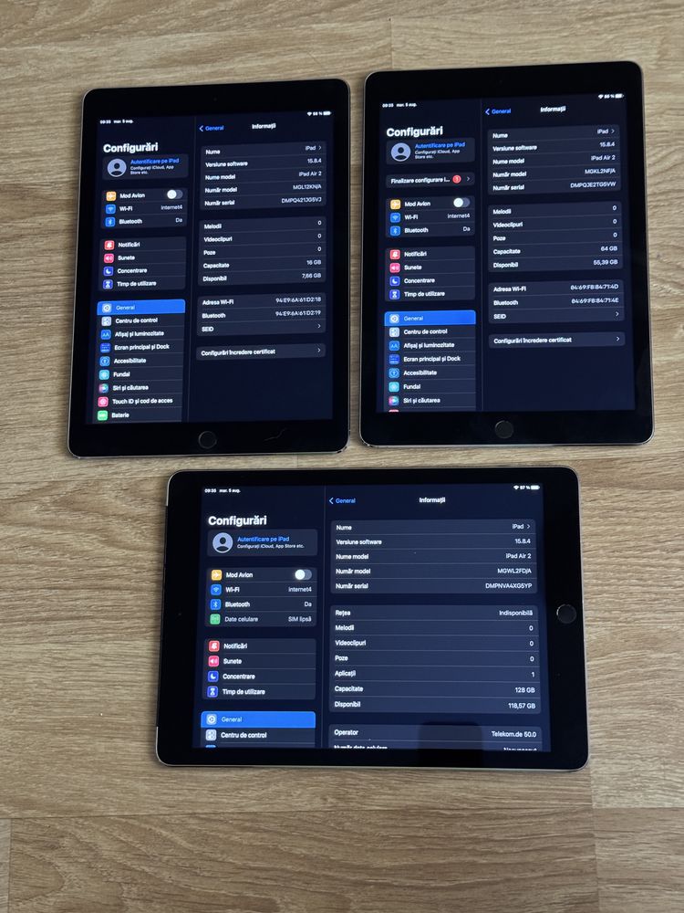 Pachet 3 tablete iPad air 2 bypassate, stare foarte buna