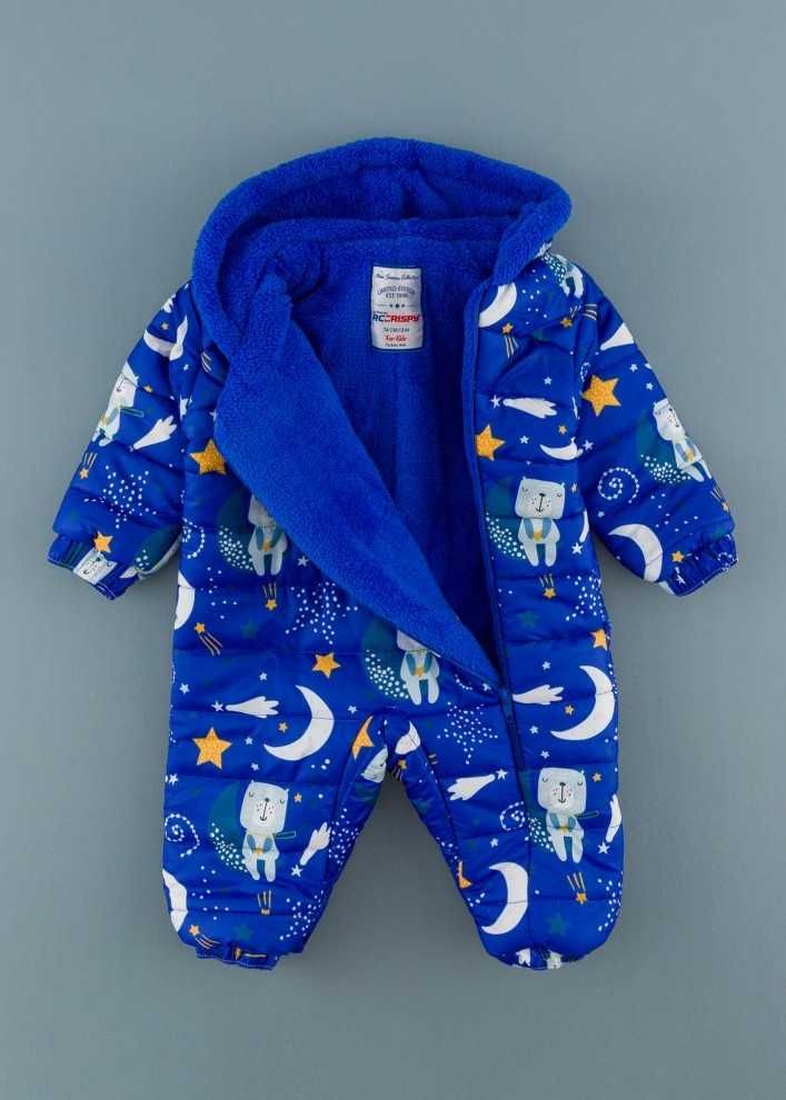 Топъл бебешки космонавт / ескимос с мечета, цвят синьо, 9-12 месеца