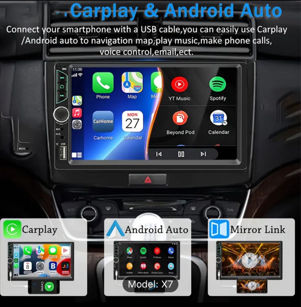 Casetofon Radio AppleCarPlay/ Andorid Auto/ mp4/ Bluetooth/ Navigatie