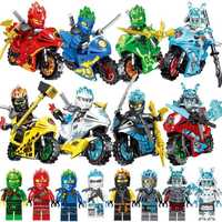 Set 8 Minifigurine tip Lego Ninjago cu Generalul Vex si 8 motociclete