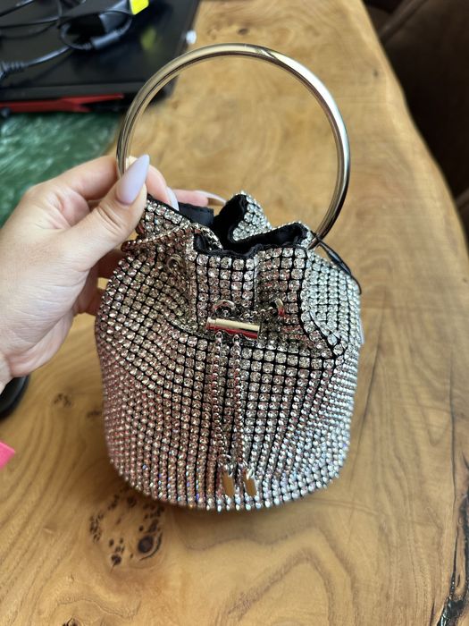 Вечерняя сумочка и тапочки нарядные с блестящими камушками