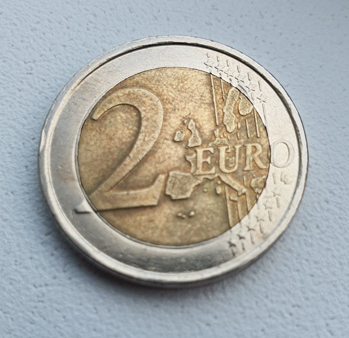 Moneda 2 euro, Finlanda, 2001, cu 3 defecte rare de batere