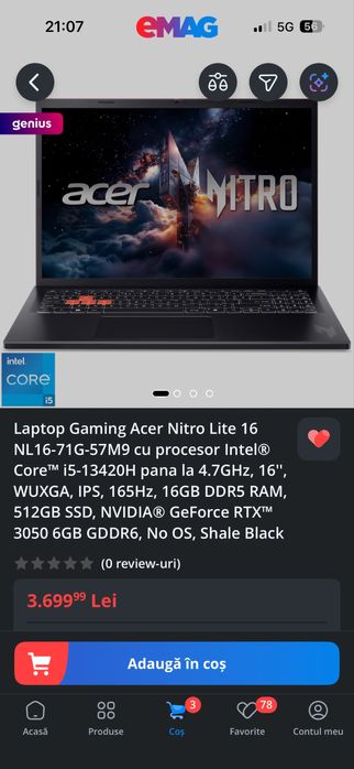 SIGILAT Laptop Gaming Acer RTX