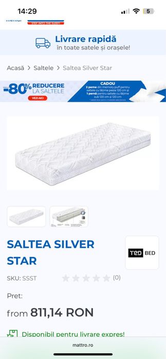 Pătuț bebe Mobexpert Jazz + saltea cocos Mobexpert, 70x140 cm