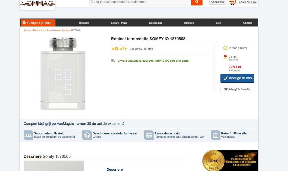 Robinet termostatic SOMFY IO 1870508