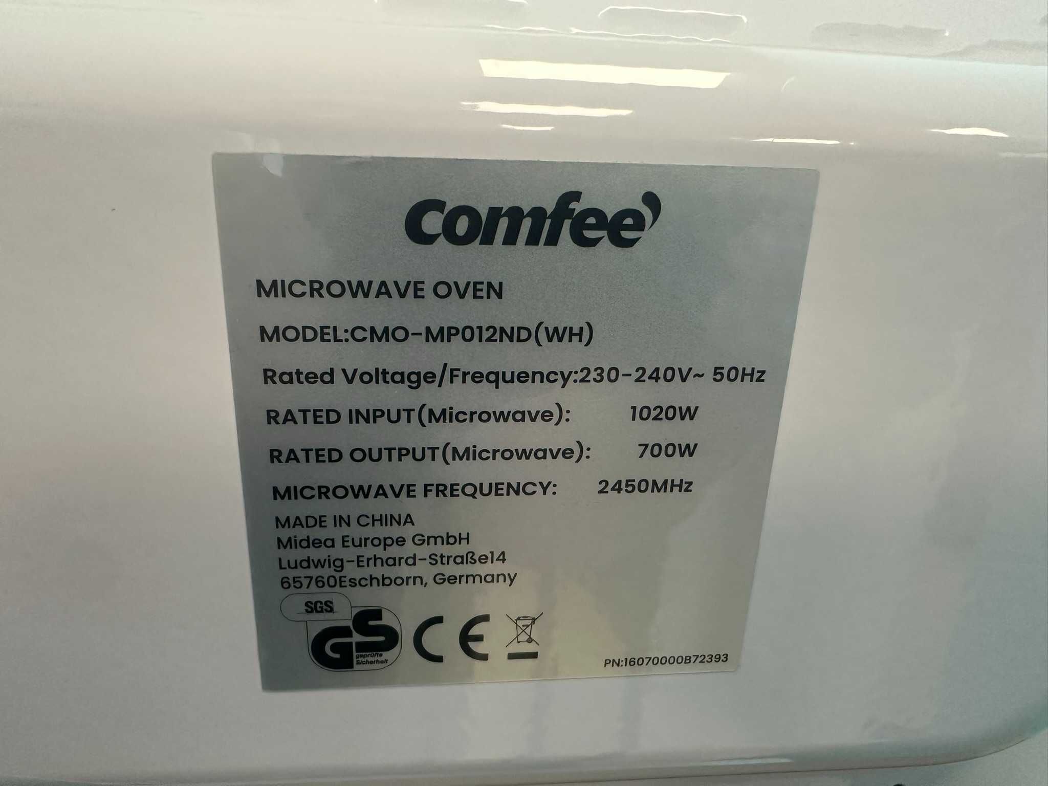Микровълнова фурна COMFEE' 700W 19L компактен дизайн, InverTech