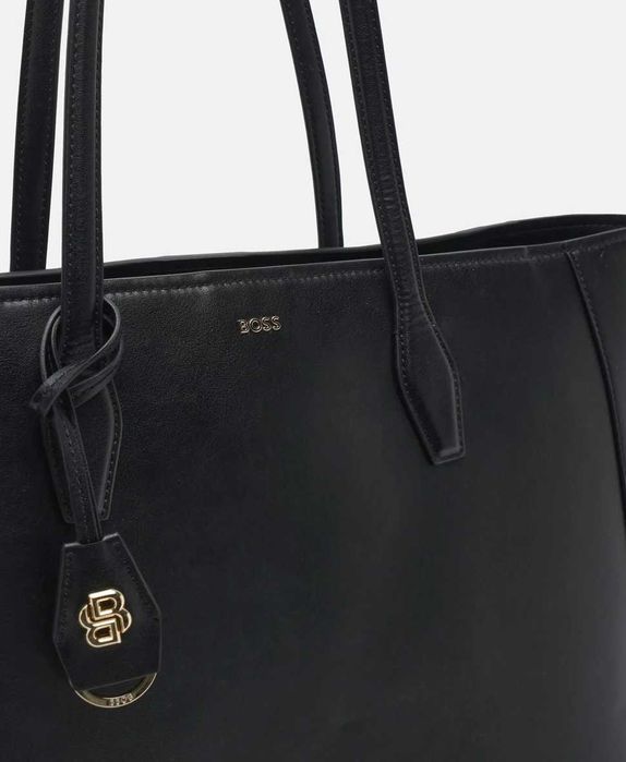 Оригинална черна Чанта BOSS Numah Leather shopper