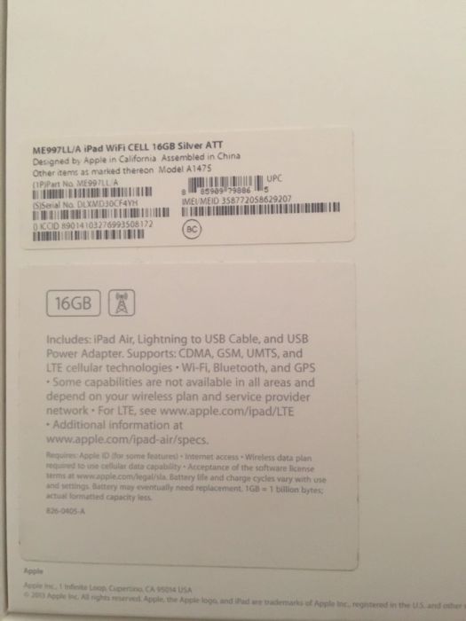 iPad Air 16GB , Wifi + Cellular