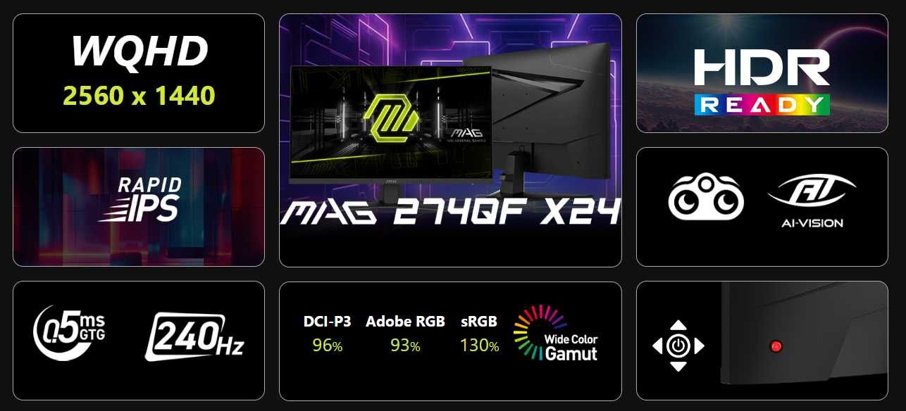 [НОВЫЙ] Монитор MSI MAG 274QF X24 | 27" WQHD 2K Rapid IPS 240Hz 0.5ms