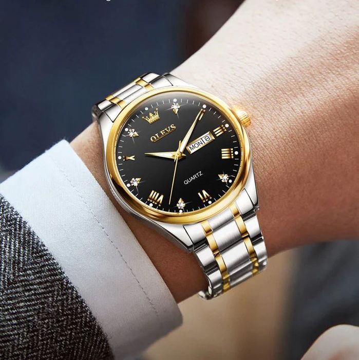 Ceas de lux pt barbati,metalic OLEVS,argintiu,nou