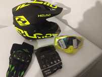 Set casca enduro+Ochelari+Manusi+Cagula