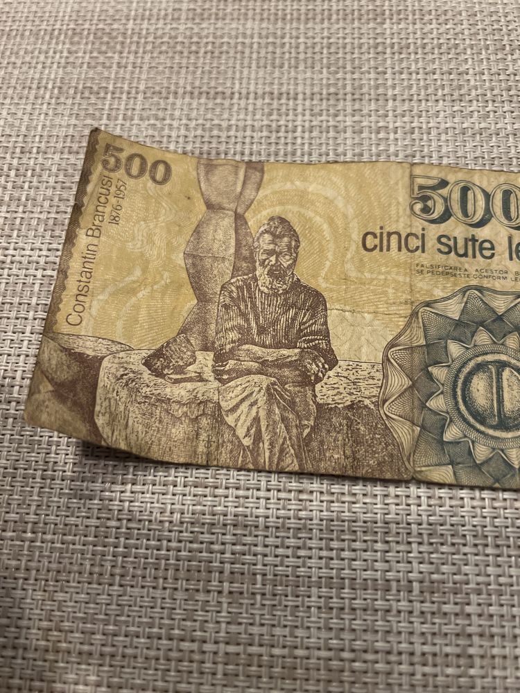 Bancnota Cinci sute lei Brancusi Constantin aprilie 1991