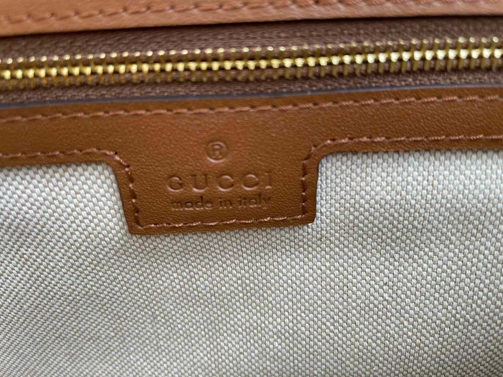 Gucci Чанта Blondie Гучи Кафявa Кожа Canvas Горна Дръжка Оригинална