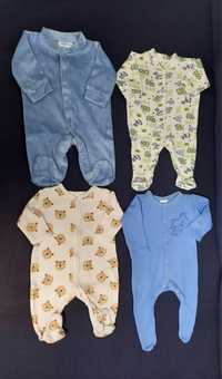 Salopeta pijama cu botosei bebelus 4buc, mărimea 50-56 cm