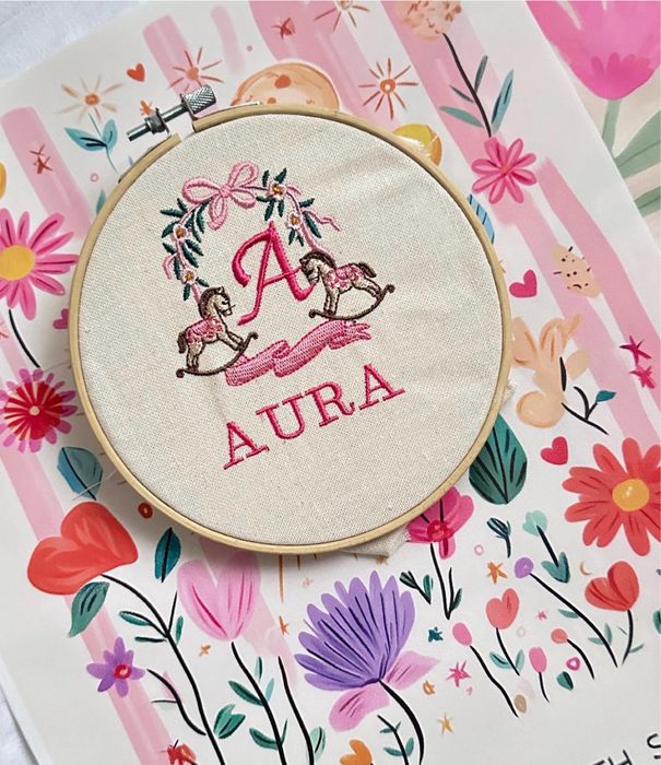 Broderie cu nume copil – ideală pentru botez, naștere sau decor
