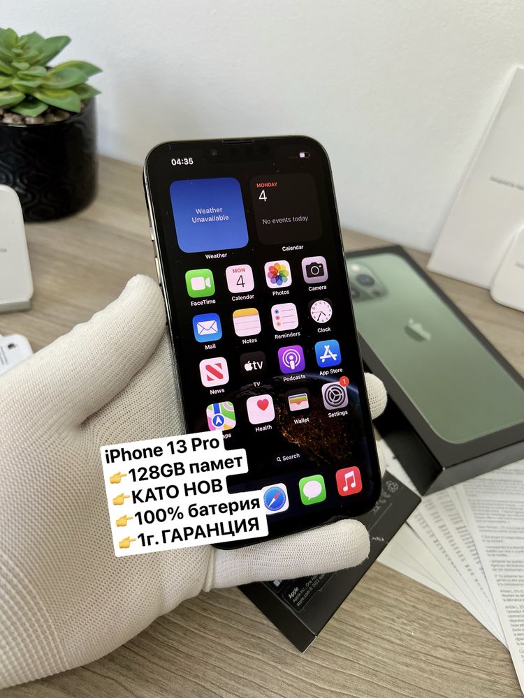 iPhone 13 PRO, Green, 128GB, КАТО НОВ, 100% батерия, 1г ГАРАНЦИЯ!