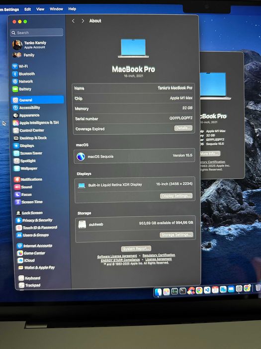 MacBook Pro M1 Max 2021 16" inch 32Gb Ram, 1Tb, 32 core GPU