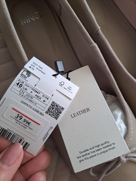 Balerini nr 40 ,piele naturala, Mango